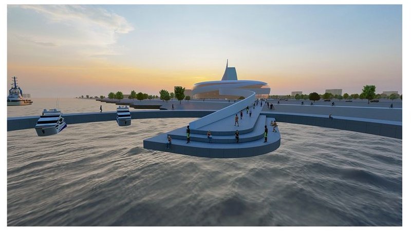 STAYdıum's serene sunset: where architecture meets the waterfront.