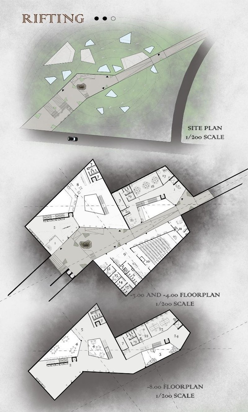 Geological narratives unfold in architectural blueprints.