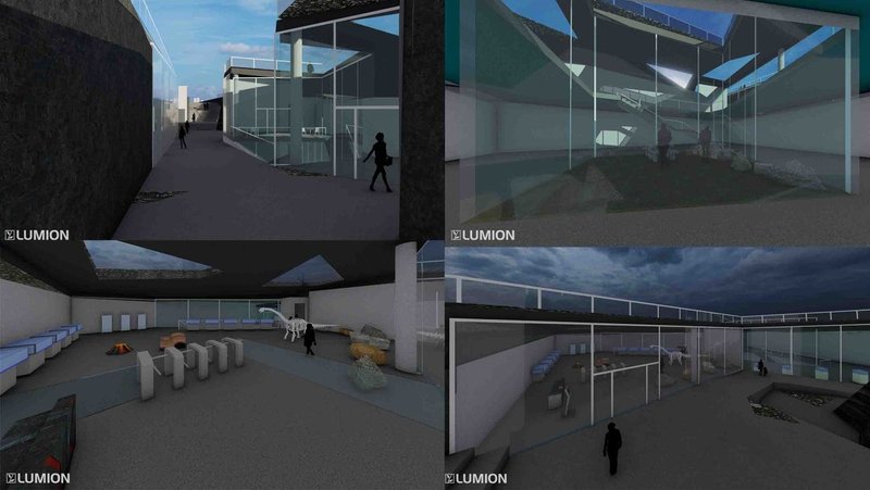 Interplay of light and shadow in modern museum vistas.