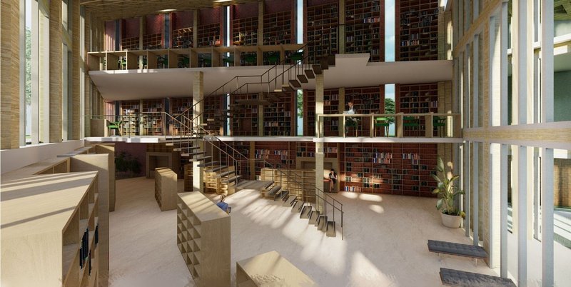 "Layered Interior Fosters Light-Filled Literary Haven.