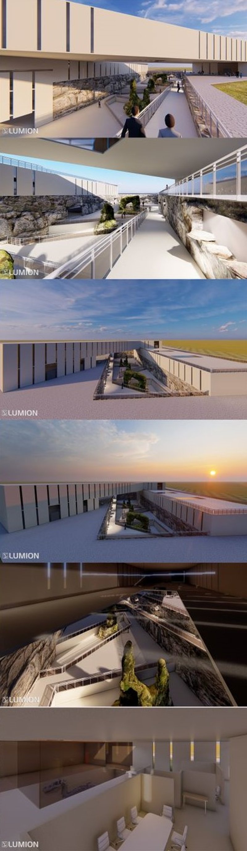 Elevated walkways framing Iceland's ethereal twilight.