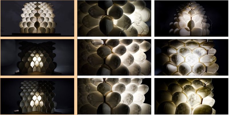 Sculptural light installations capture the fluidity of koi movements.