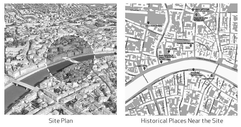 Historical context meets modern design in Pisa's urban fabric.