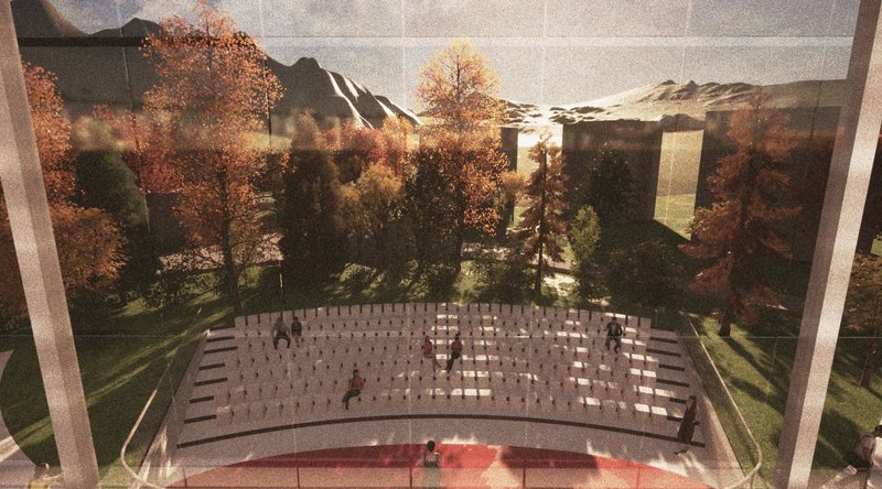 Autumn hues frame the Kanatitsa's outdoor amphitheater.