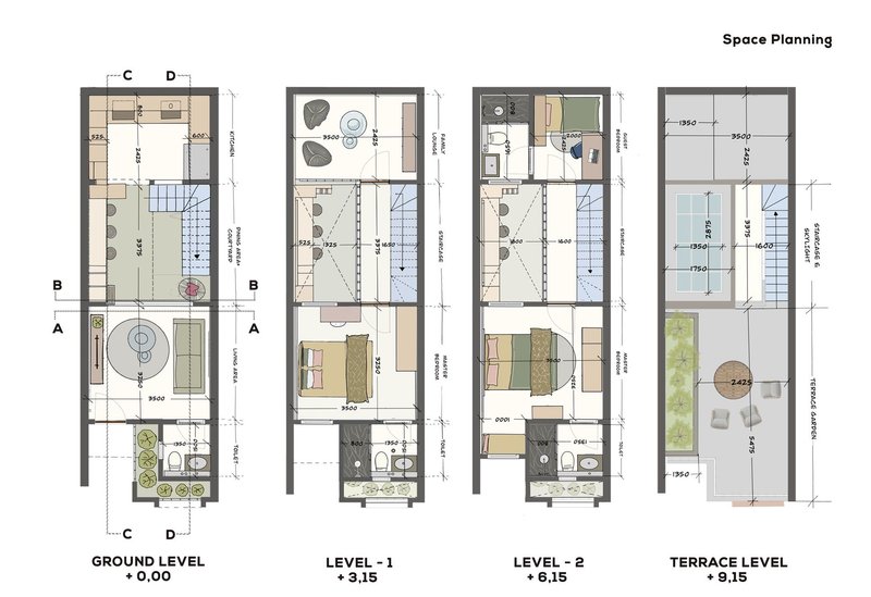 Detailed Space Planning for Multi-Level Urban Home