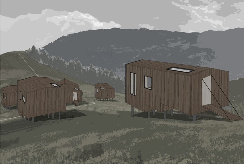 Eco-friendly pods perched in serene alpine tranquility.