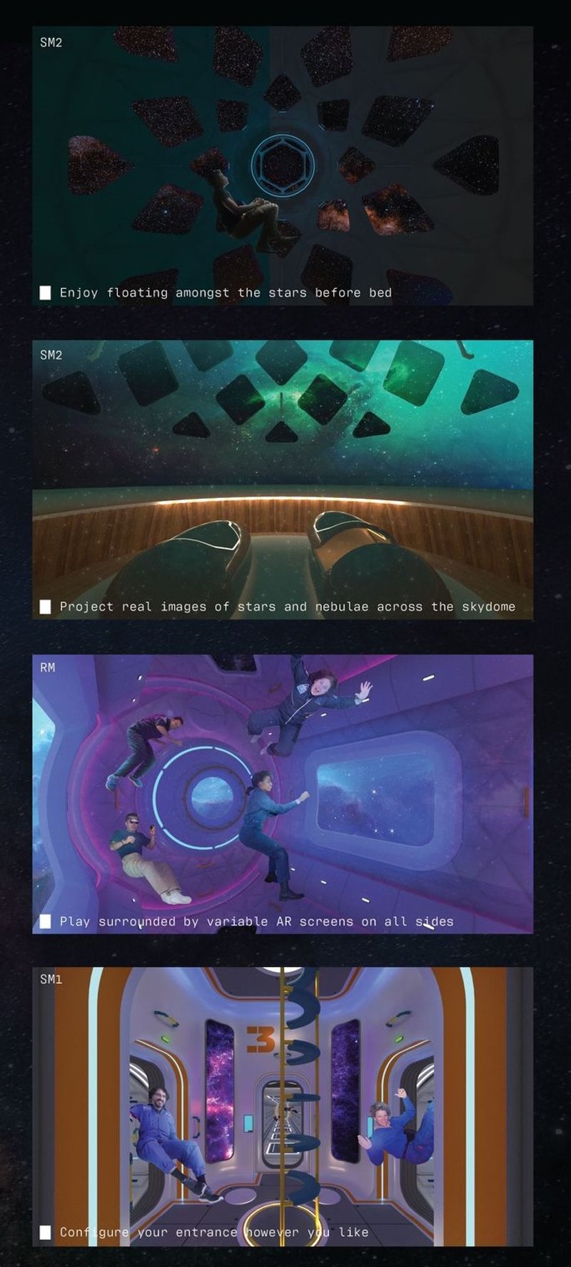 Zero-gravity leisure in a cosmic habitat.