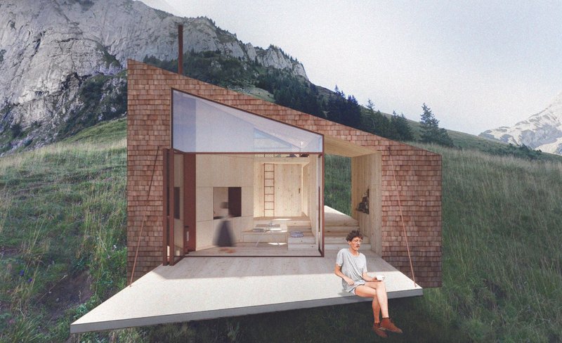 Modern alpine pod: merging nature with architectural elegance.