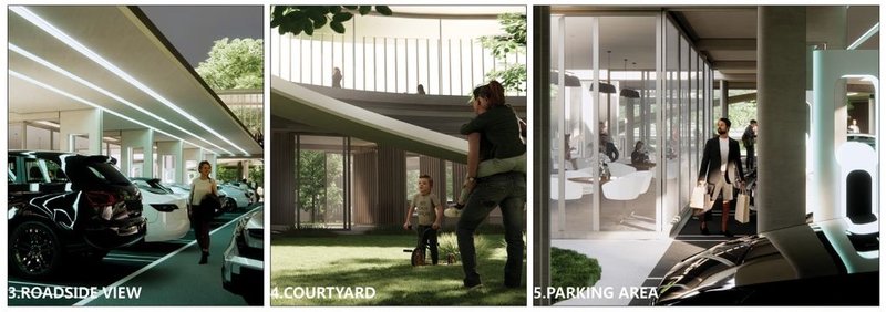 Sleek design meets serene green in modern stops.