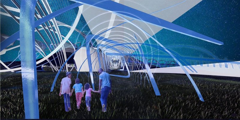 Family's journey through a cosmic architectural wonder.