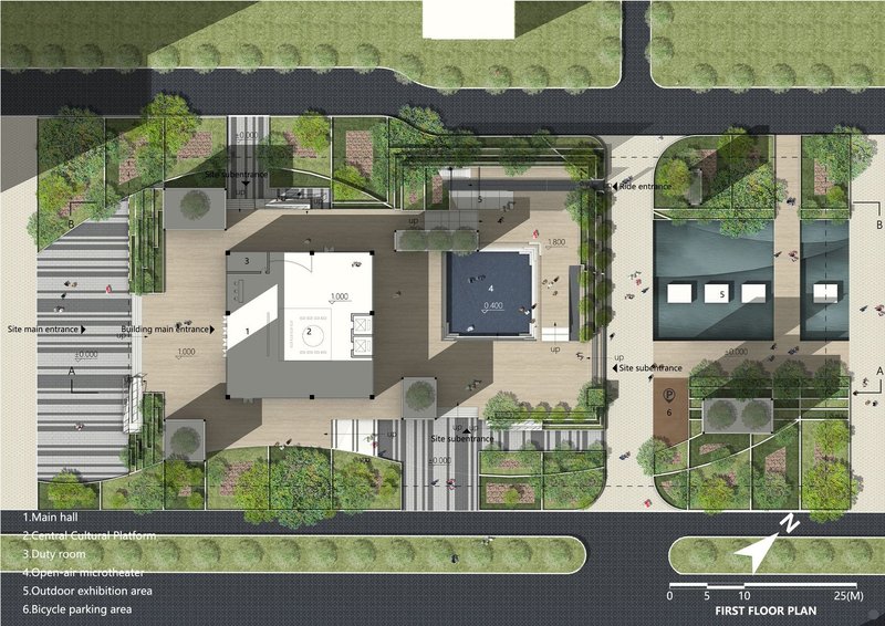 Architectural plan marrying green spaces with urban flow.