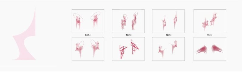 Fluid forms intersect, creating dynamic architectural silhouettes.