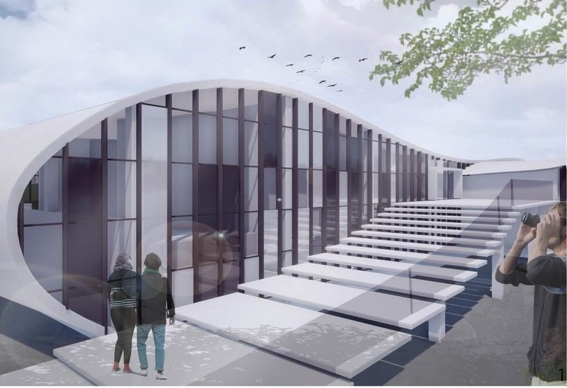 Spectators engage with architecture at FLOW-ER's fluid facade.