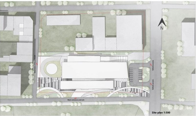 FLOW-ER's site plan integrates nature and architectural fluidity.