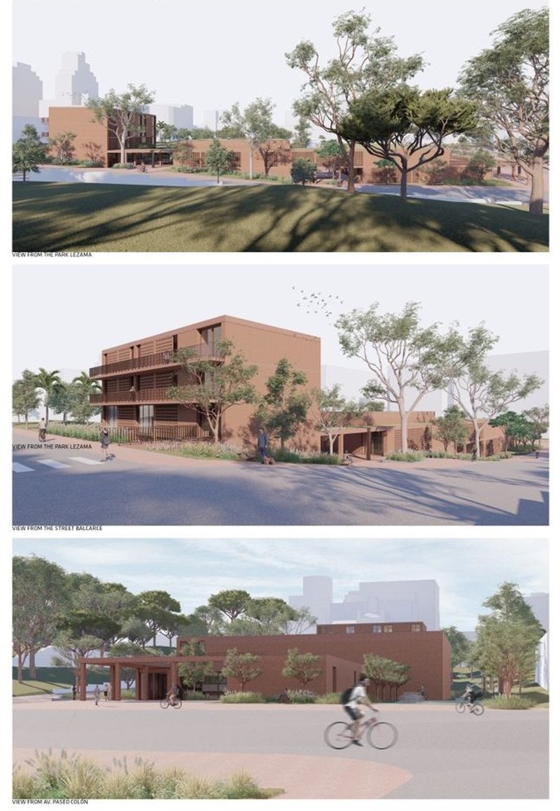 Innovative architecture embracing park-side serenity.