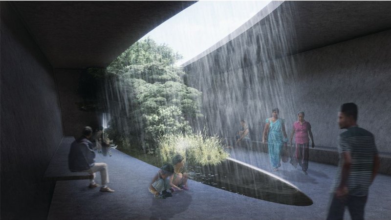 Tranquil communion with nature in urban sanctuary.