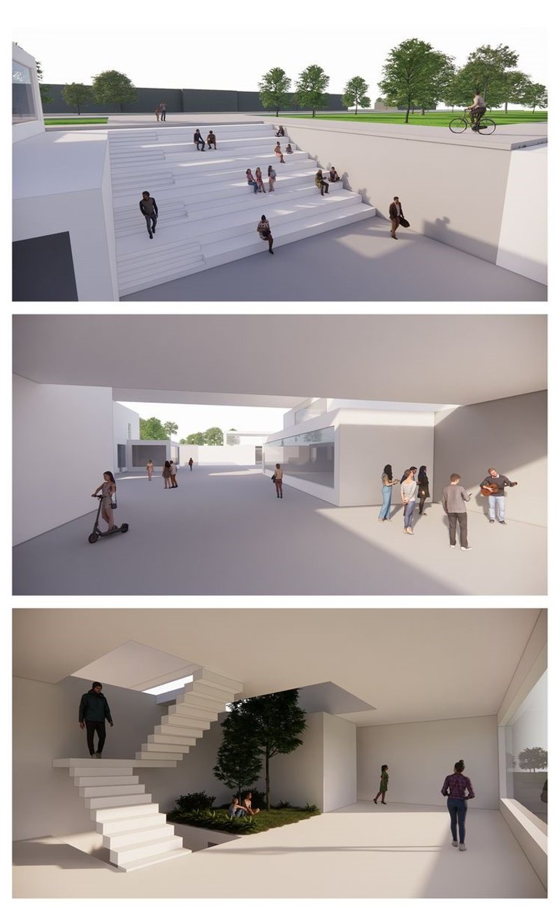 Intersecting stairs and spaces: Education meets nature.