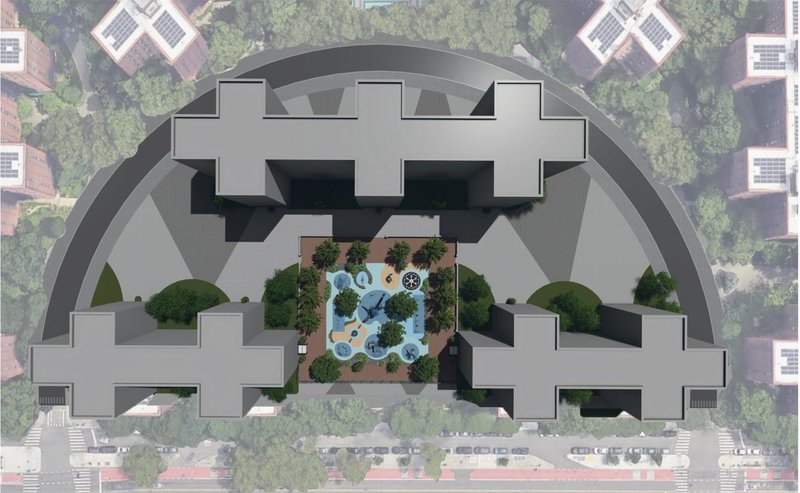 Urban oasis: Where nature meets futuristic play.