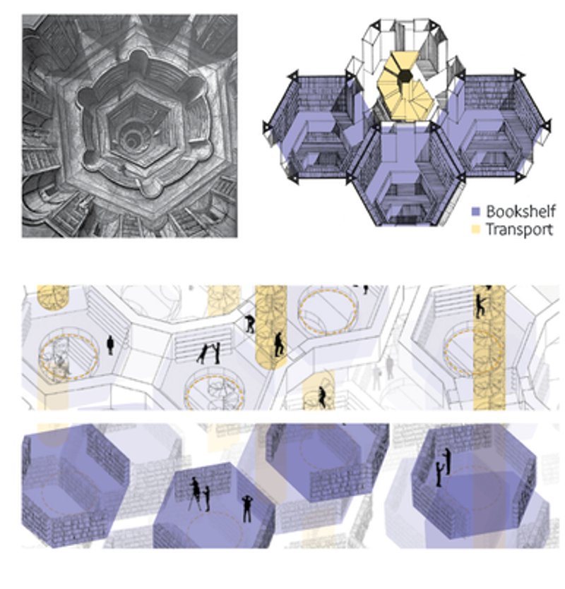 Hexagonal geometry shaping future library design.