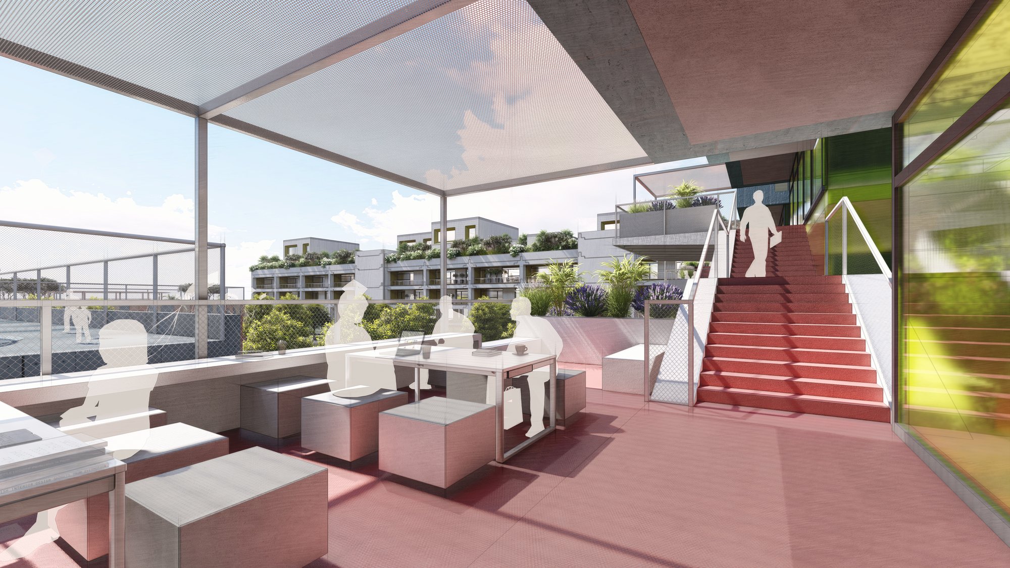 Terraces of the co-working spaces