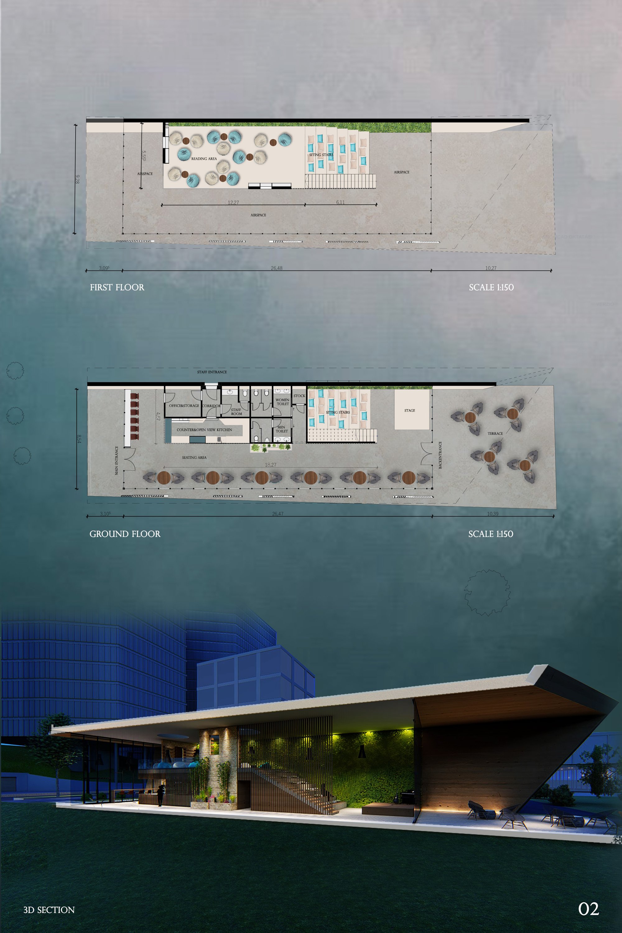 Floor plans & 3D section picture