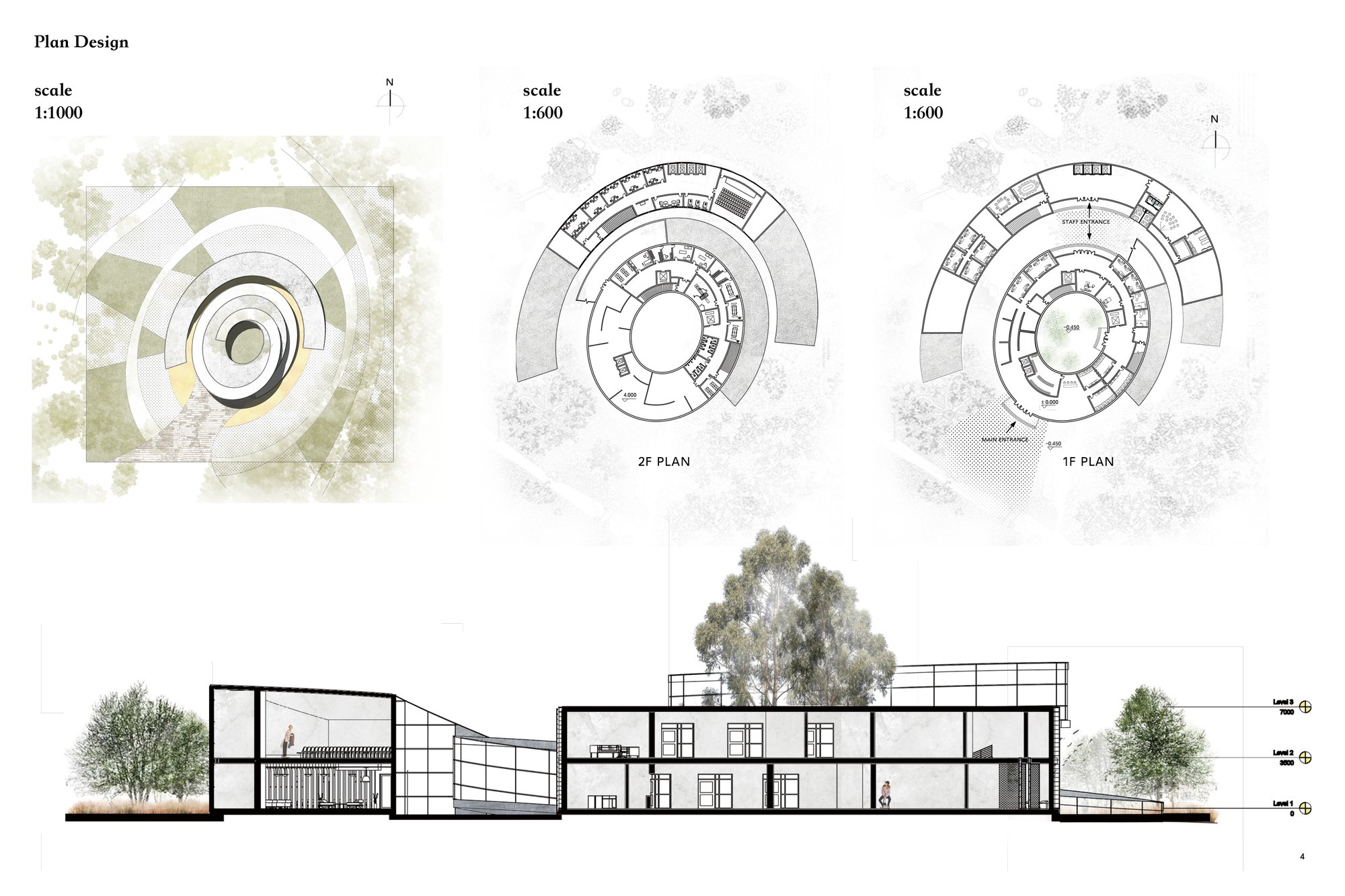 Floor plan and section