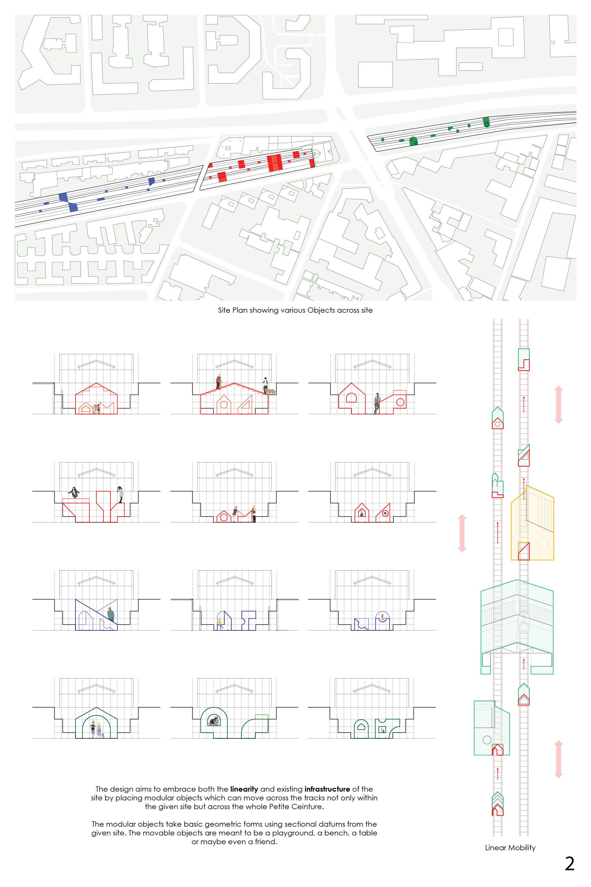 Site plan, Section, Diagram