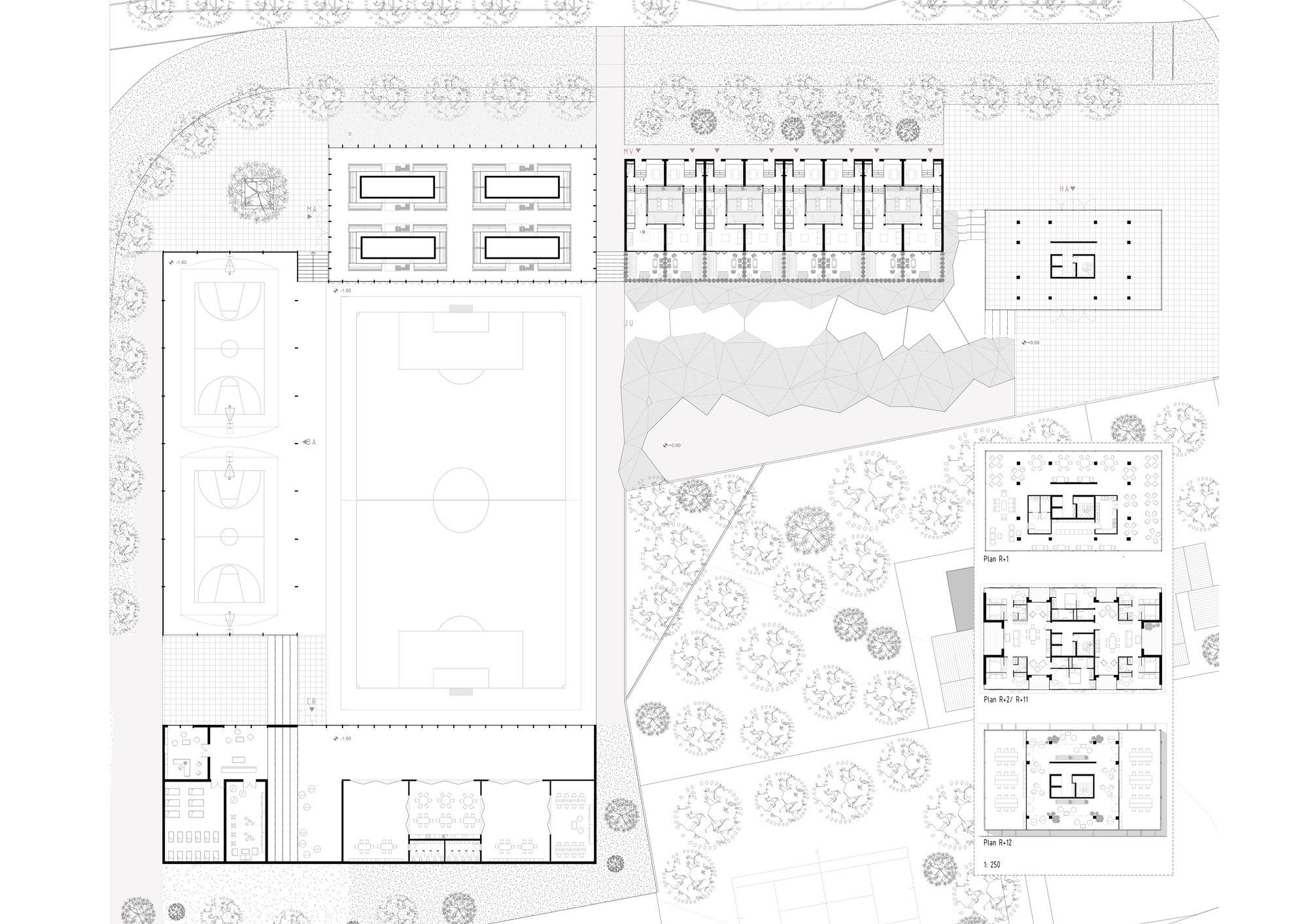 Plan tournant donnant vie à un cœur de quartier