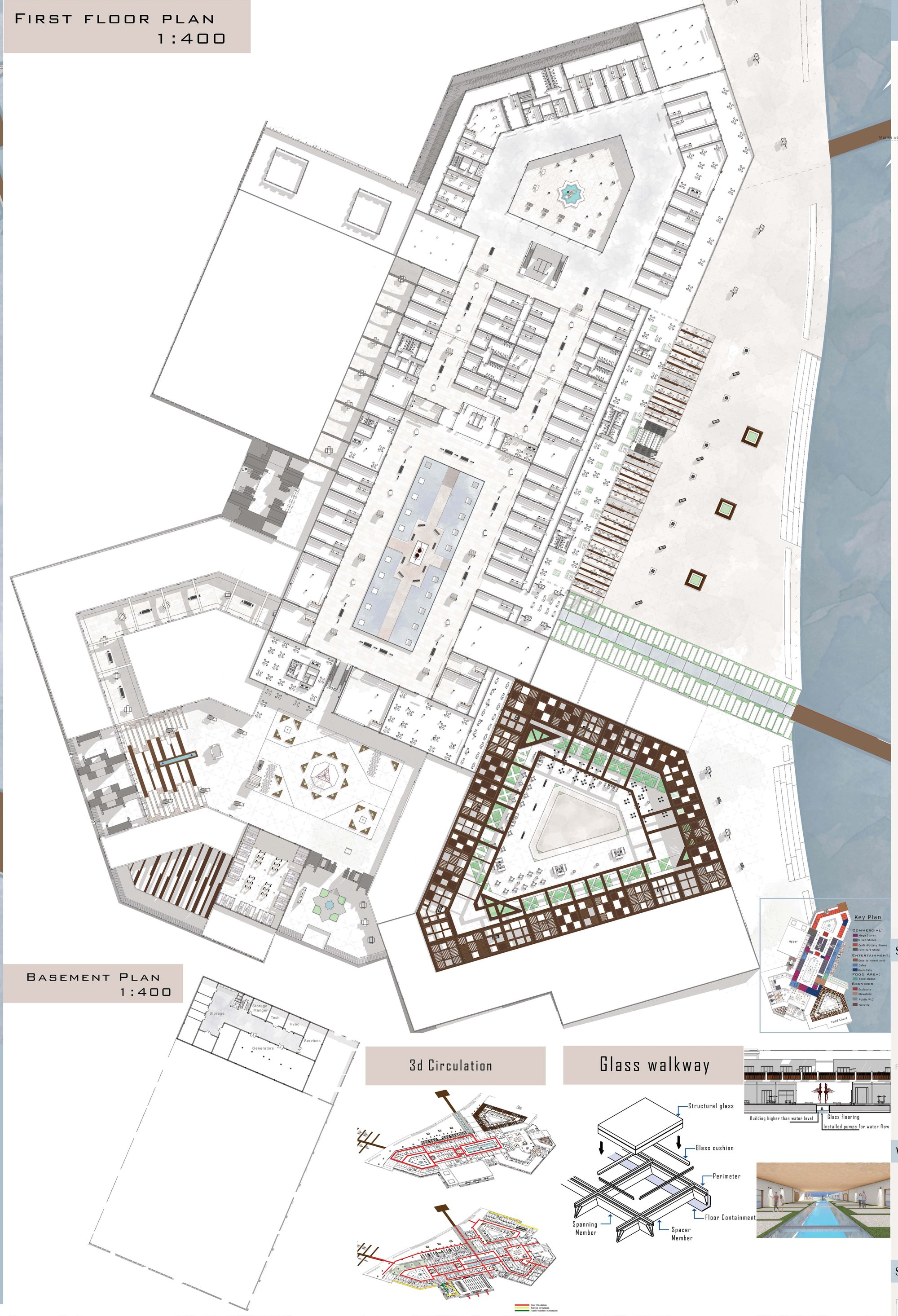 First floor plan + Basement plan + Studies