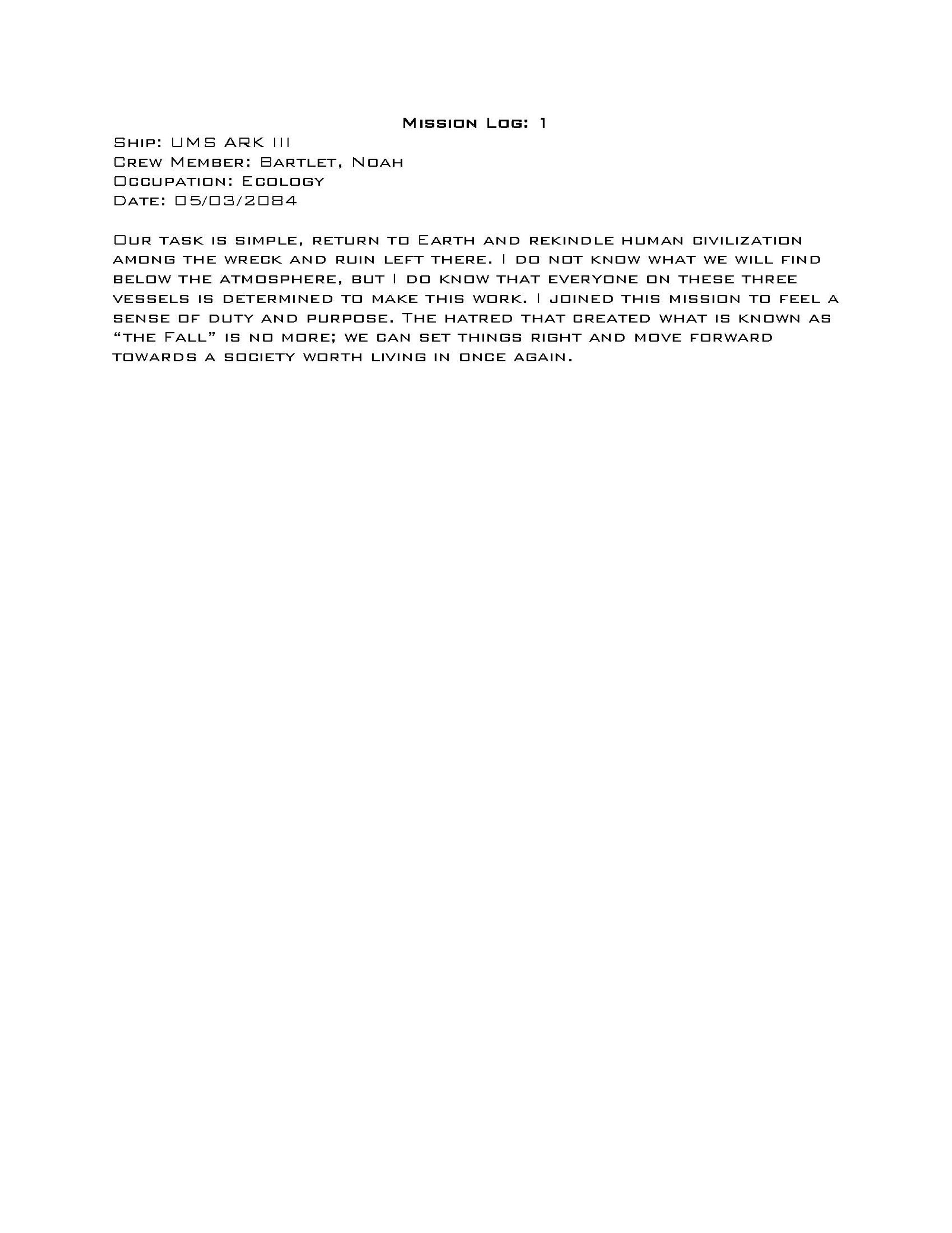 Narrative Entry 1
