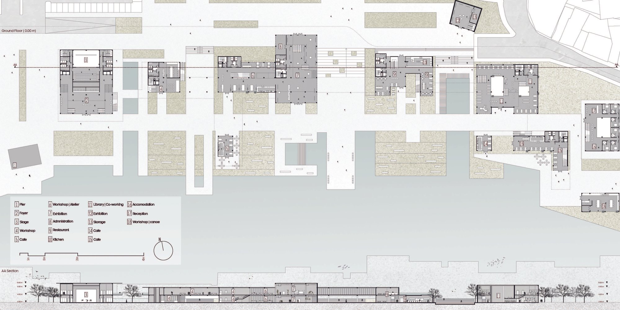 Ground Floor Plan and AA Section