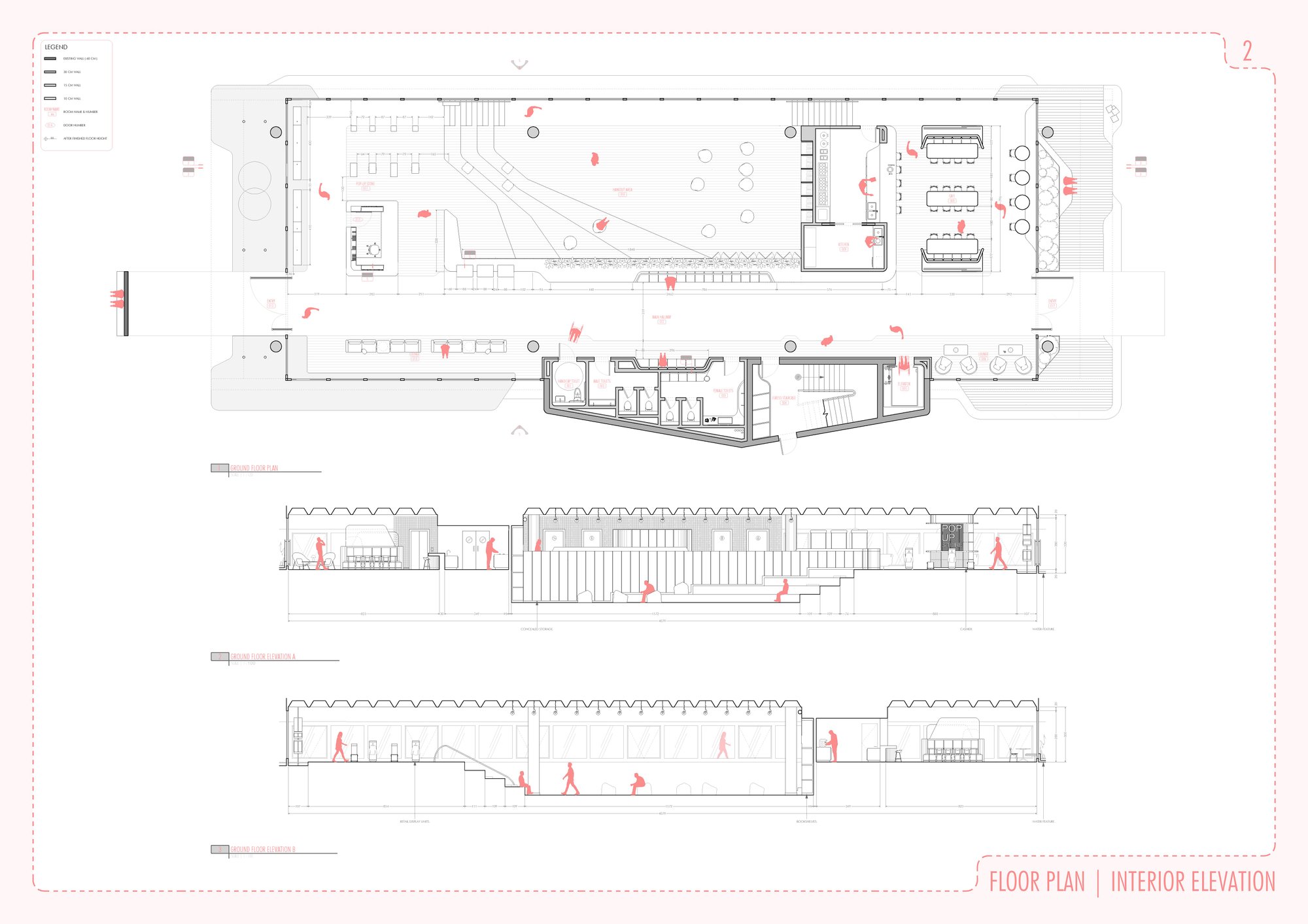 Ground Floor Plan and Interior Elevations