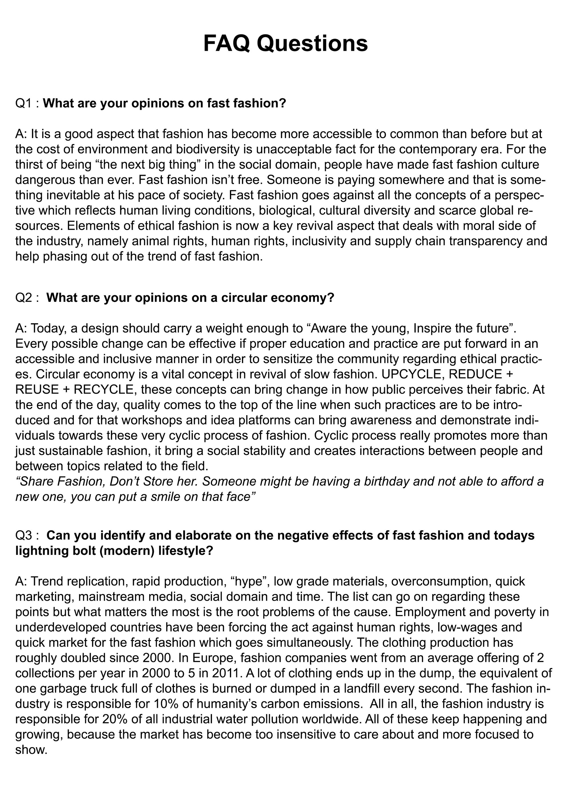 FAQ answers 1