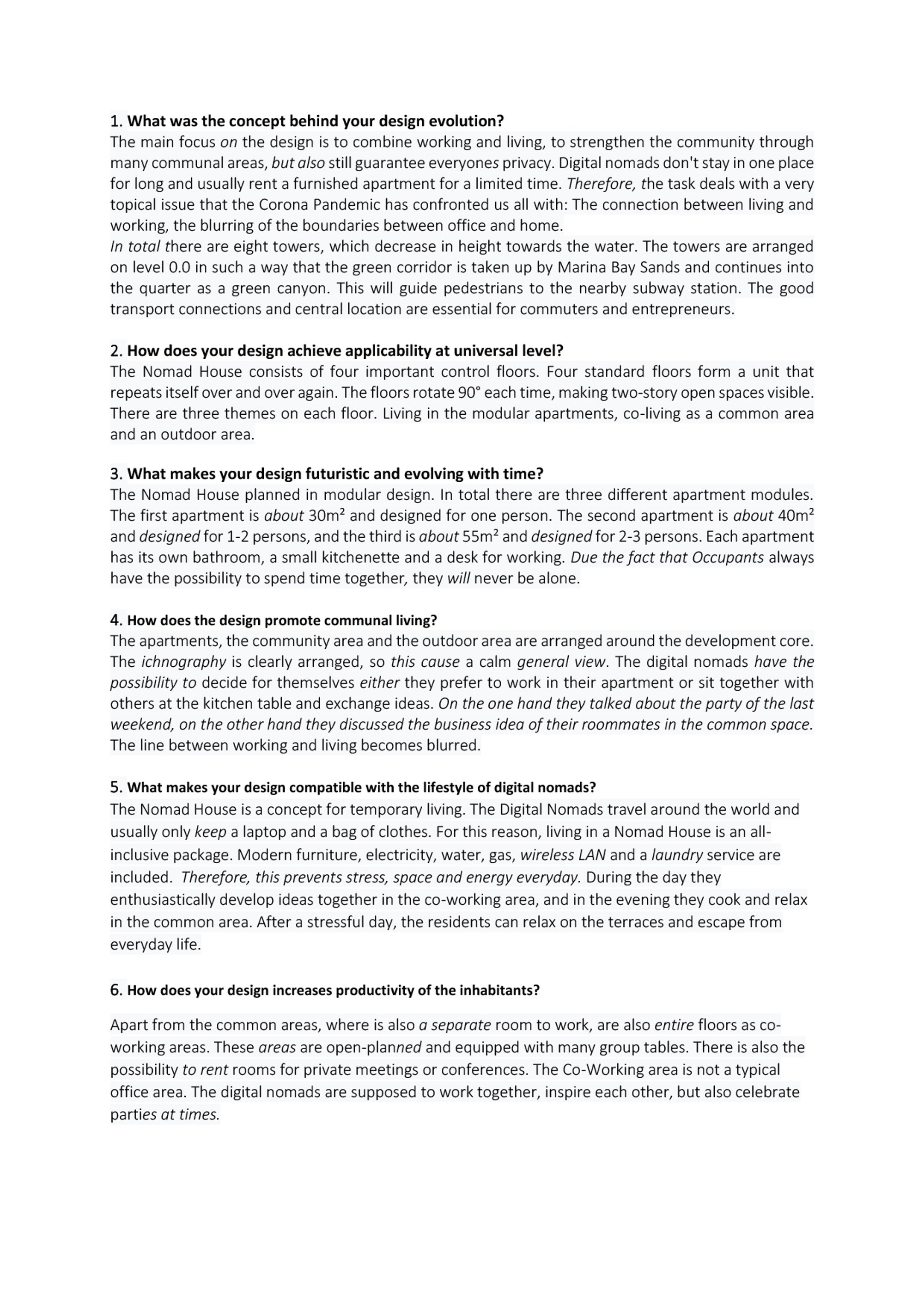 Questions 1-6