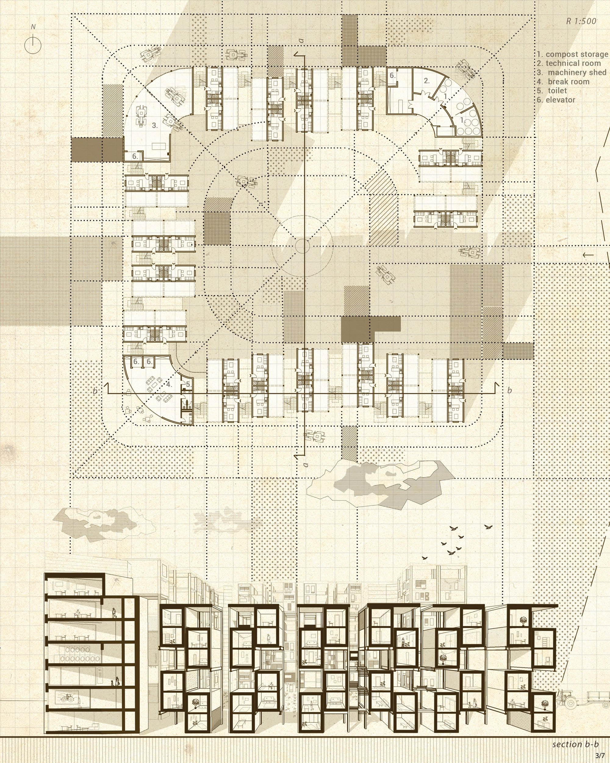 Ground plan and 3D section