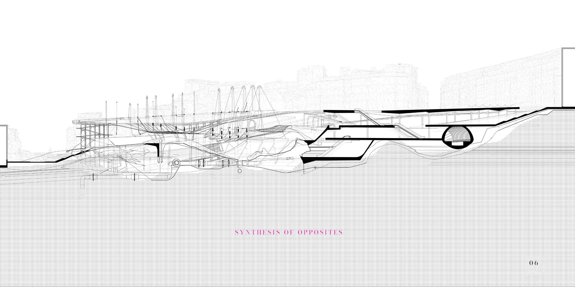 Section through slope. New imagined terrace.