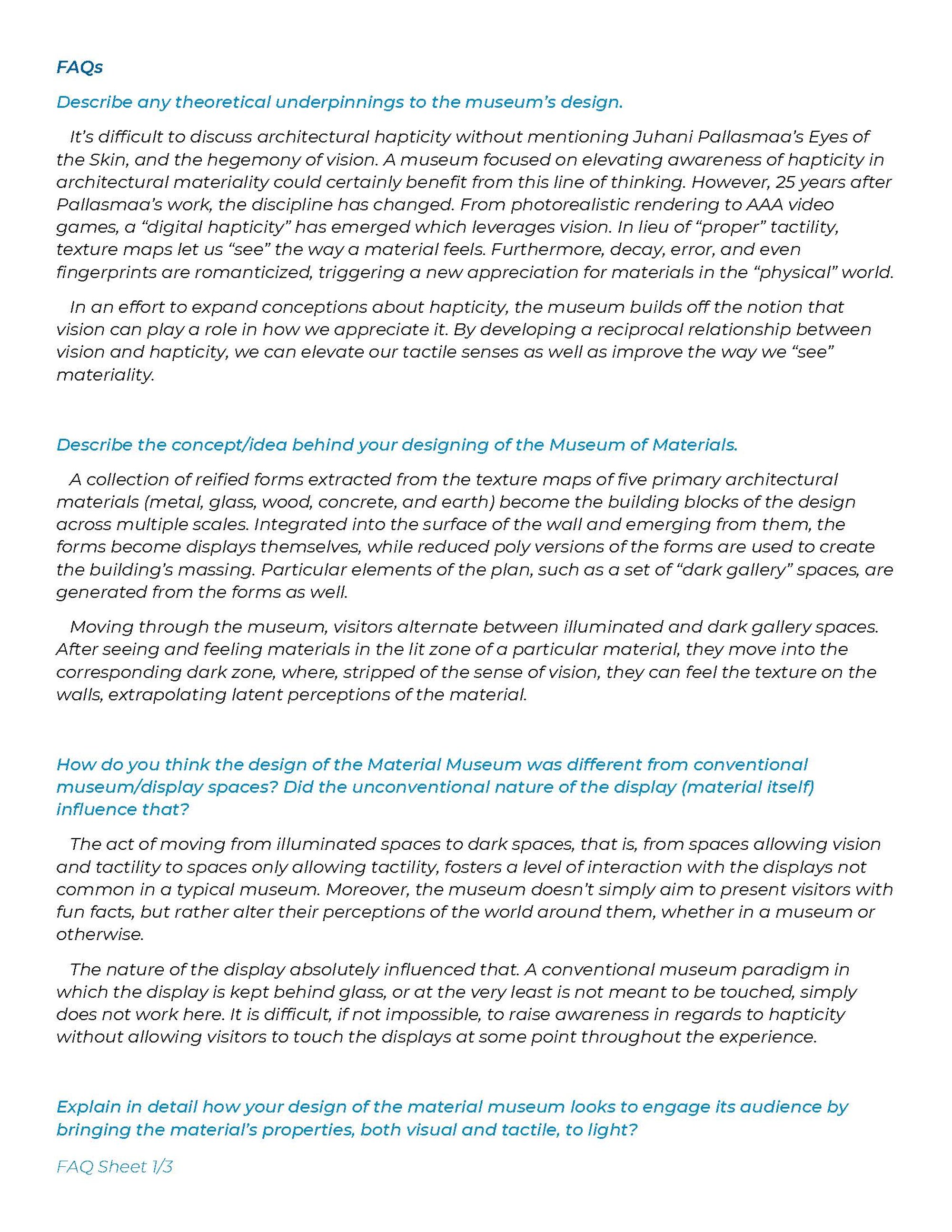 FAQ Sheet 1