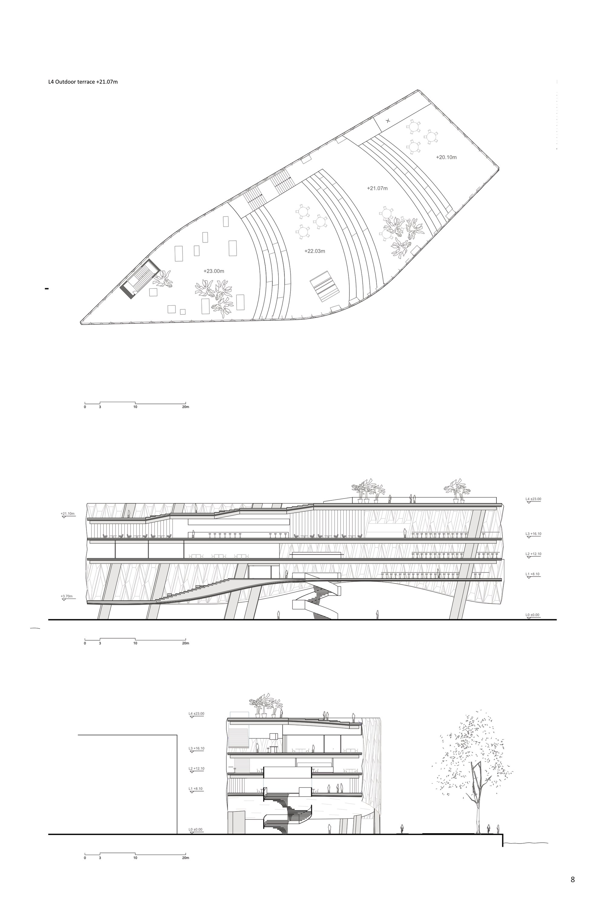 Terrace plan and sections