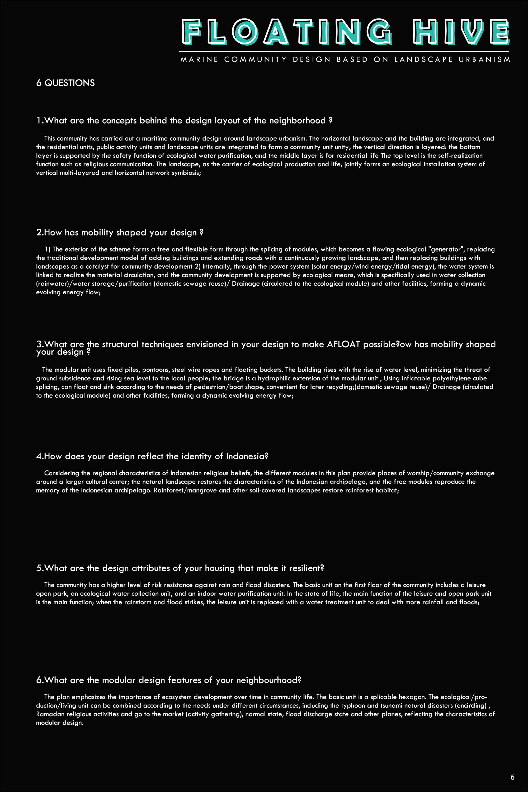 Answers to 6 Questions