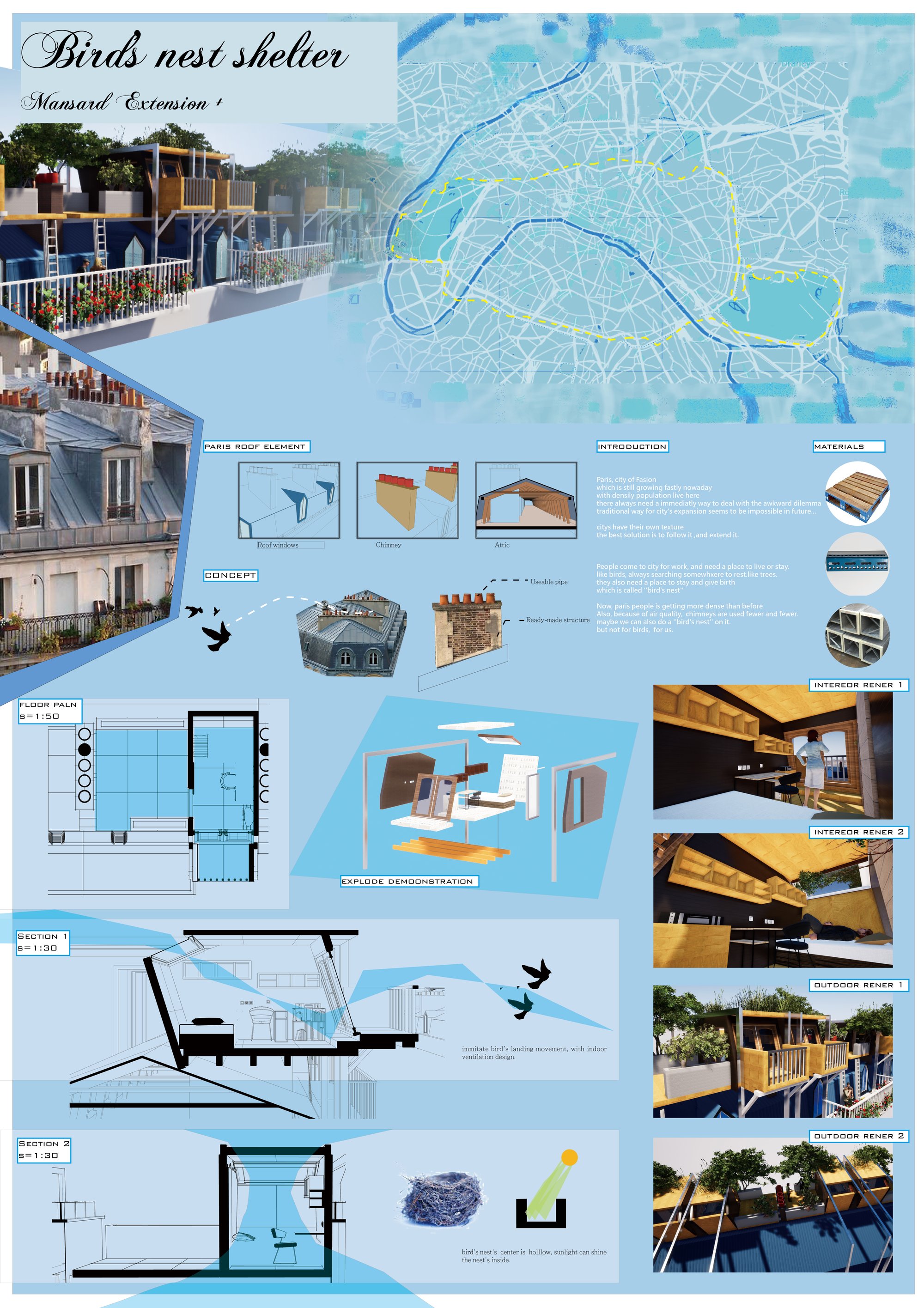 Bird's nest shelter-Mansard Extension +