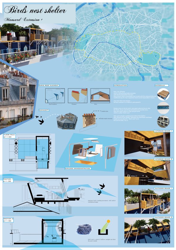 Bird's nest shelter-Mansard Extension +