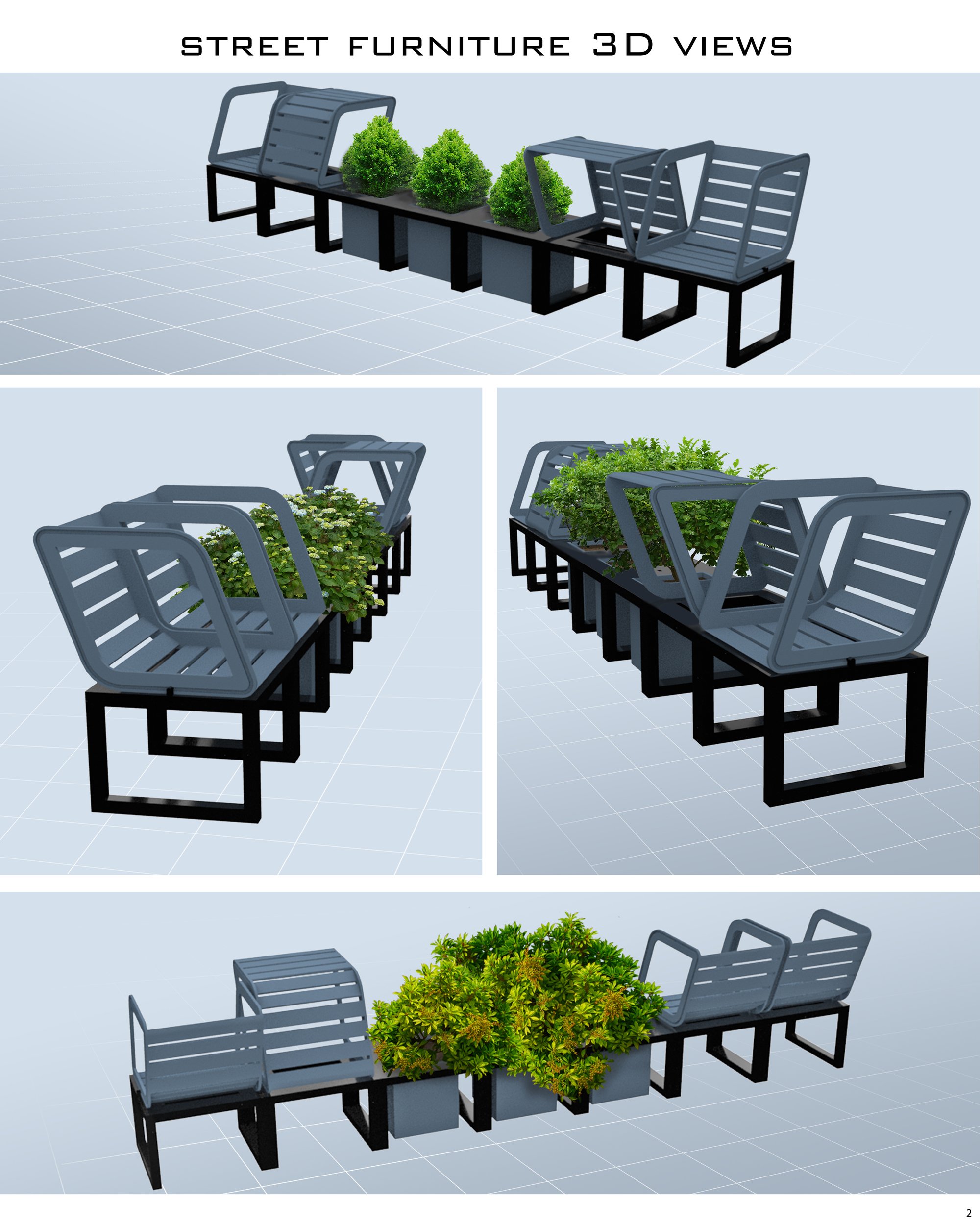 Street furniture 3D views