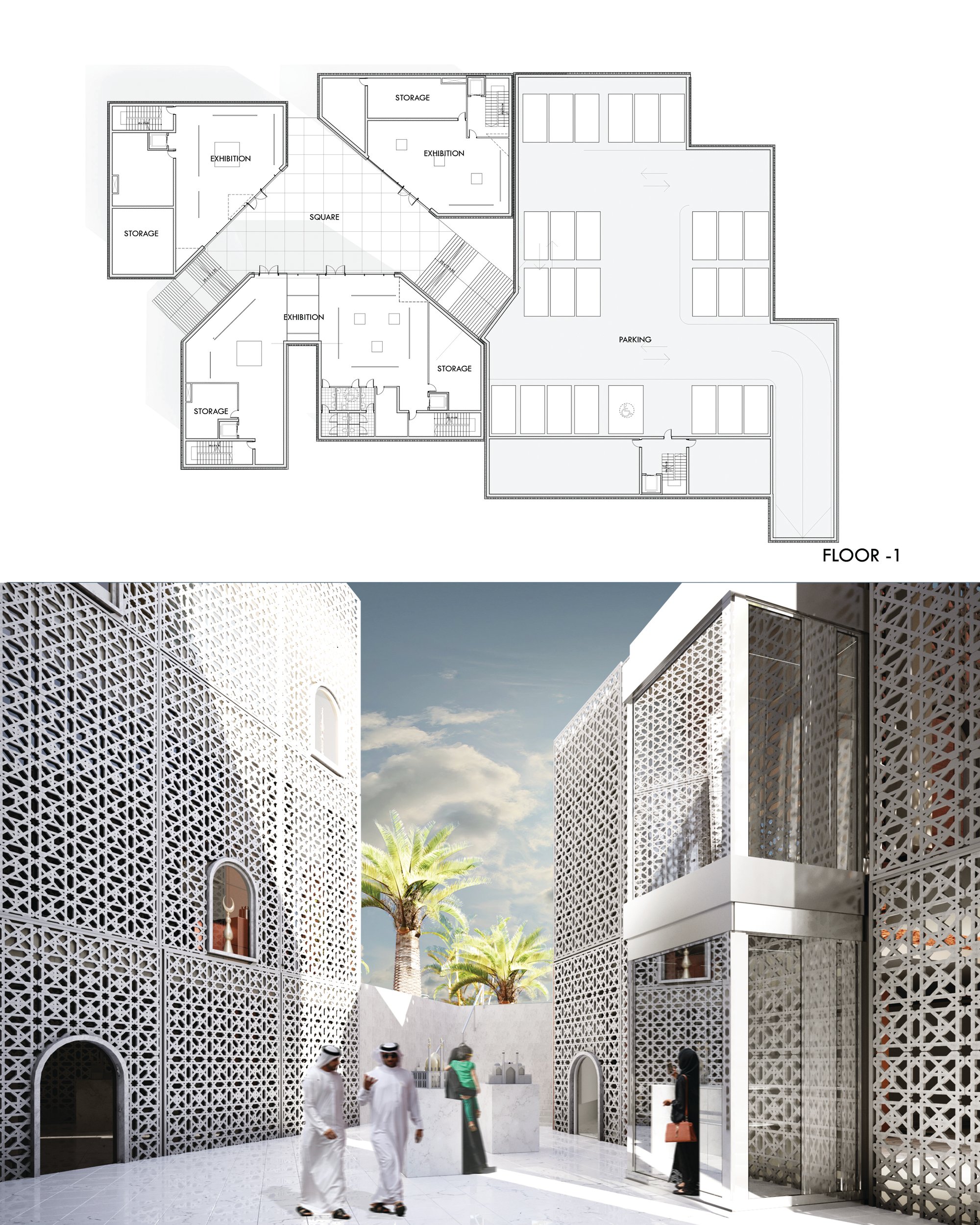 Exhibition place with Maroccan walls