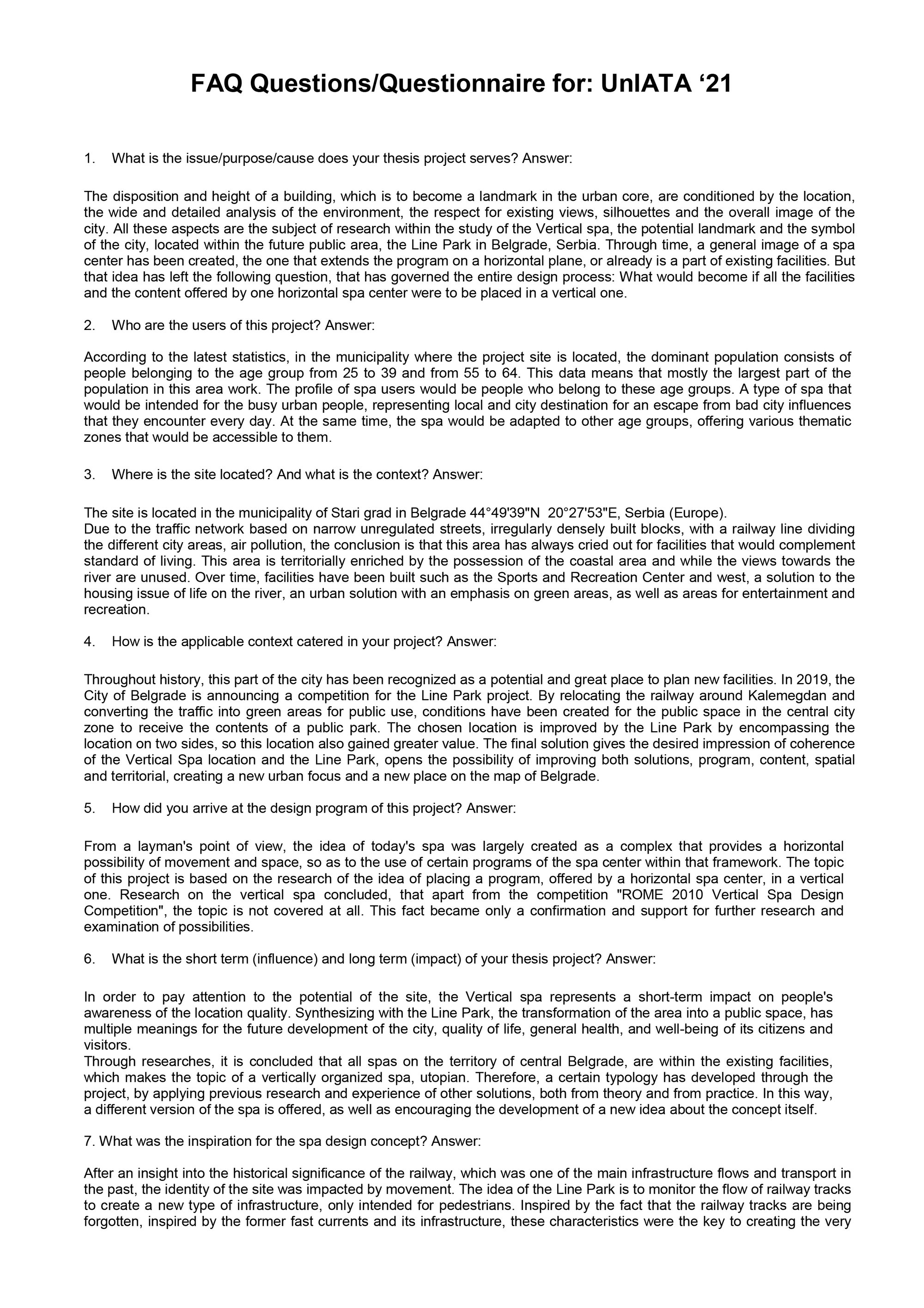 FAQ Questions for UnIATA ‘21