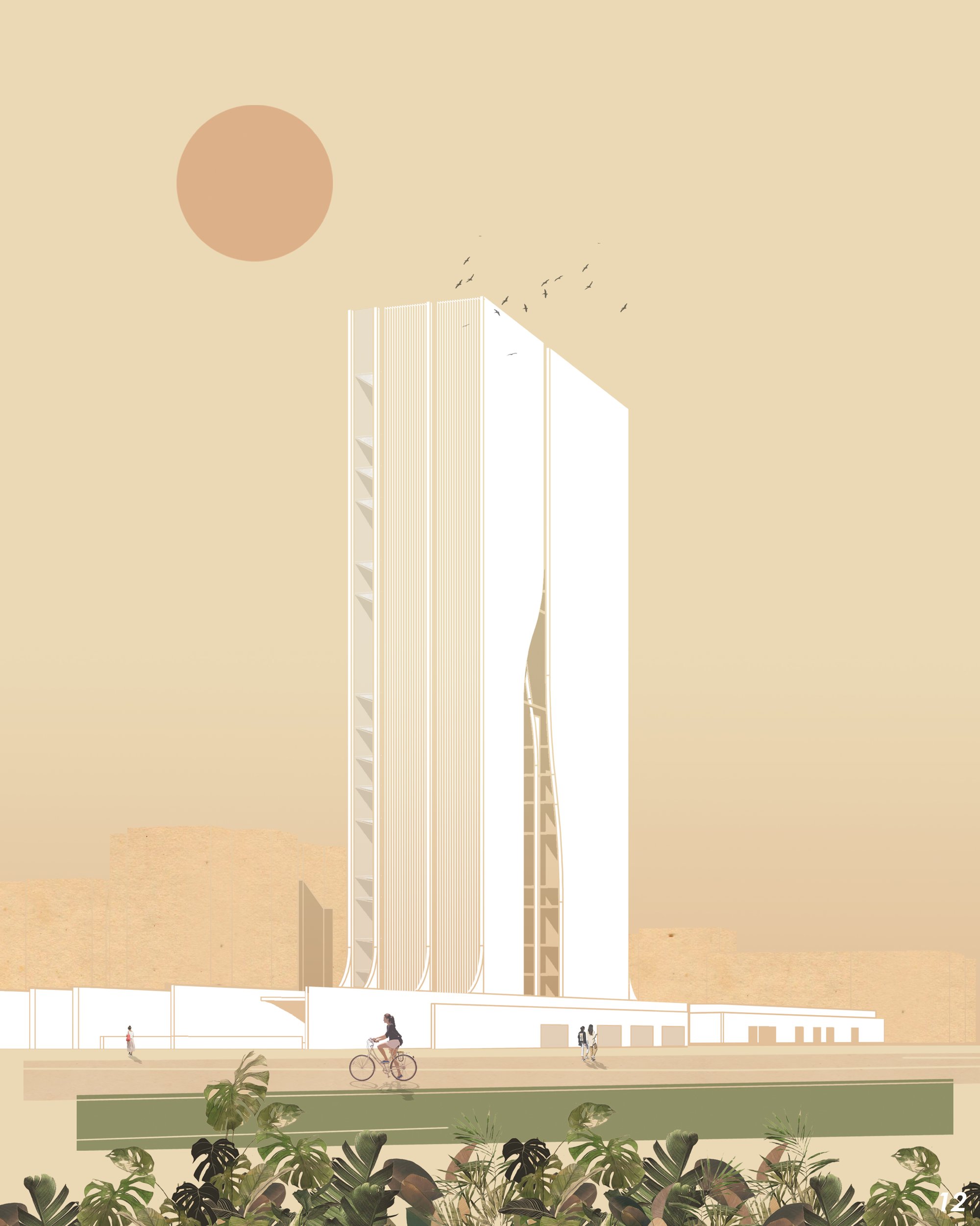 View from the Line park to the Vertical spa