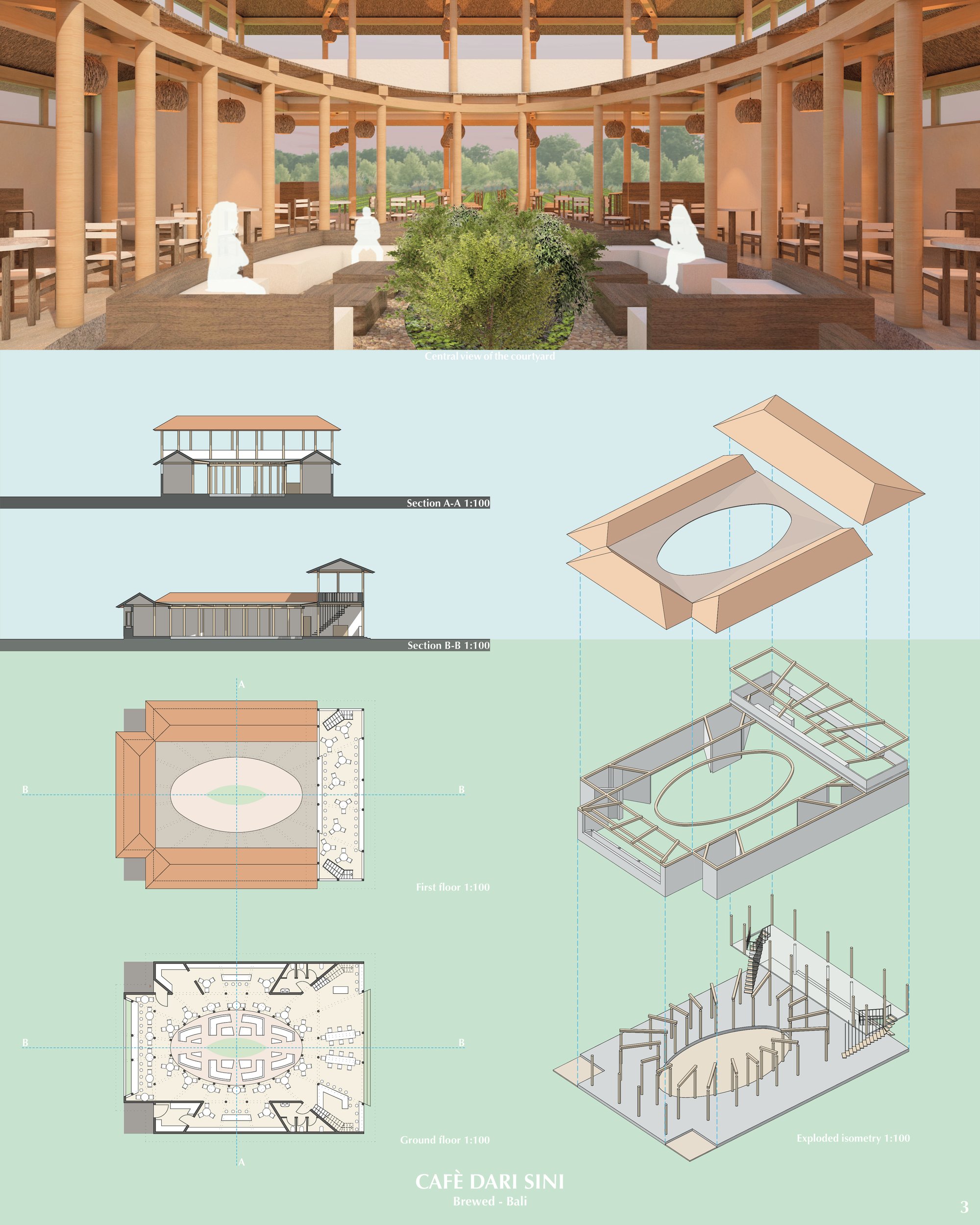 Daytime atmosphere and technical drawings