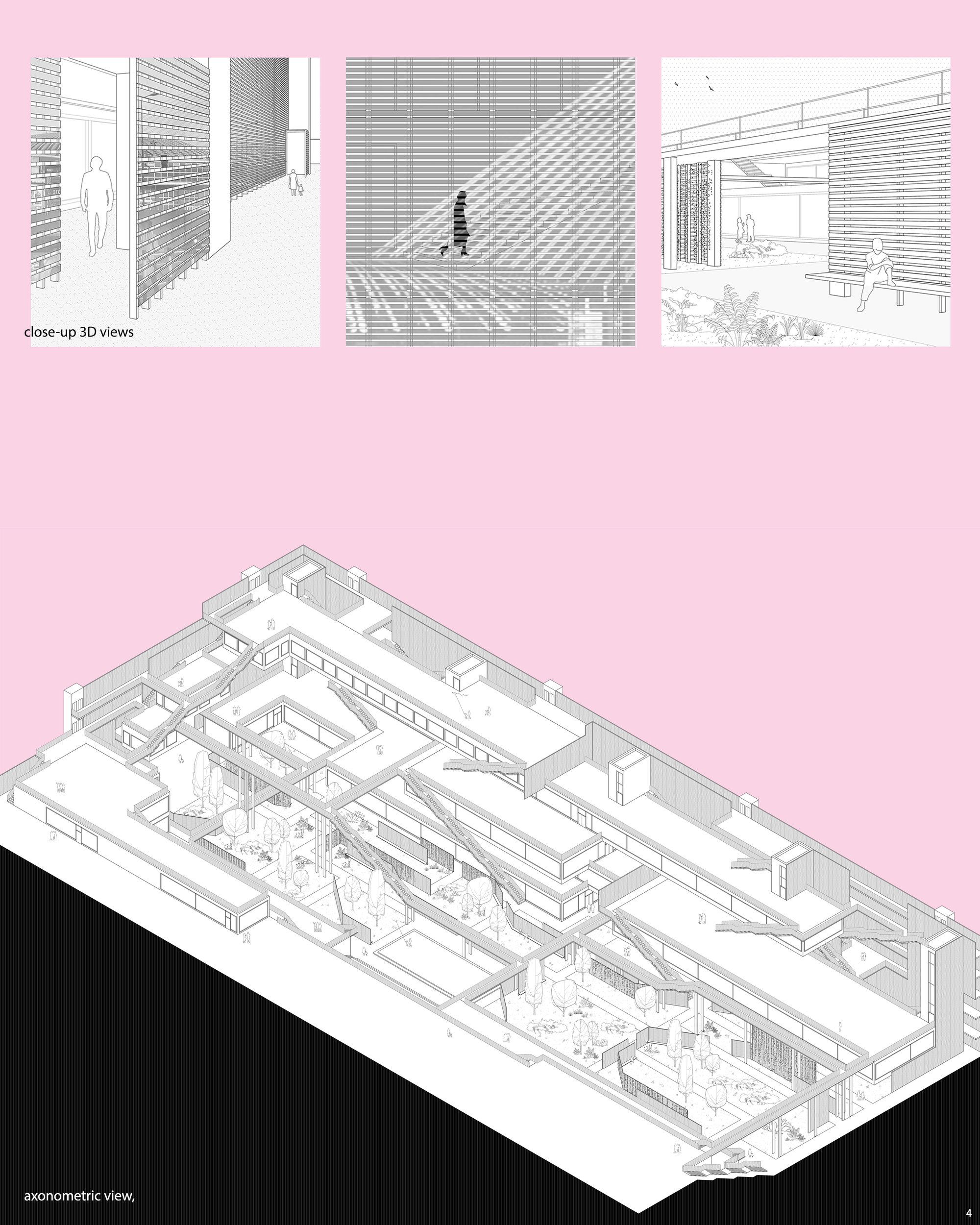 / axonometric view and close-up 3D views