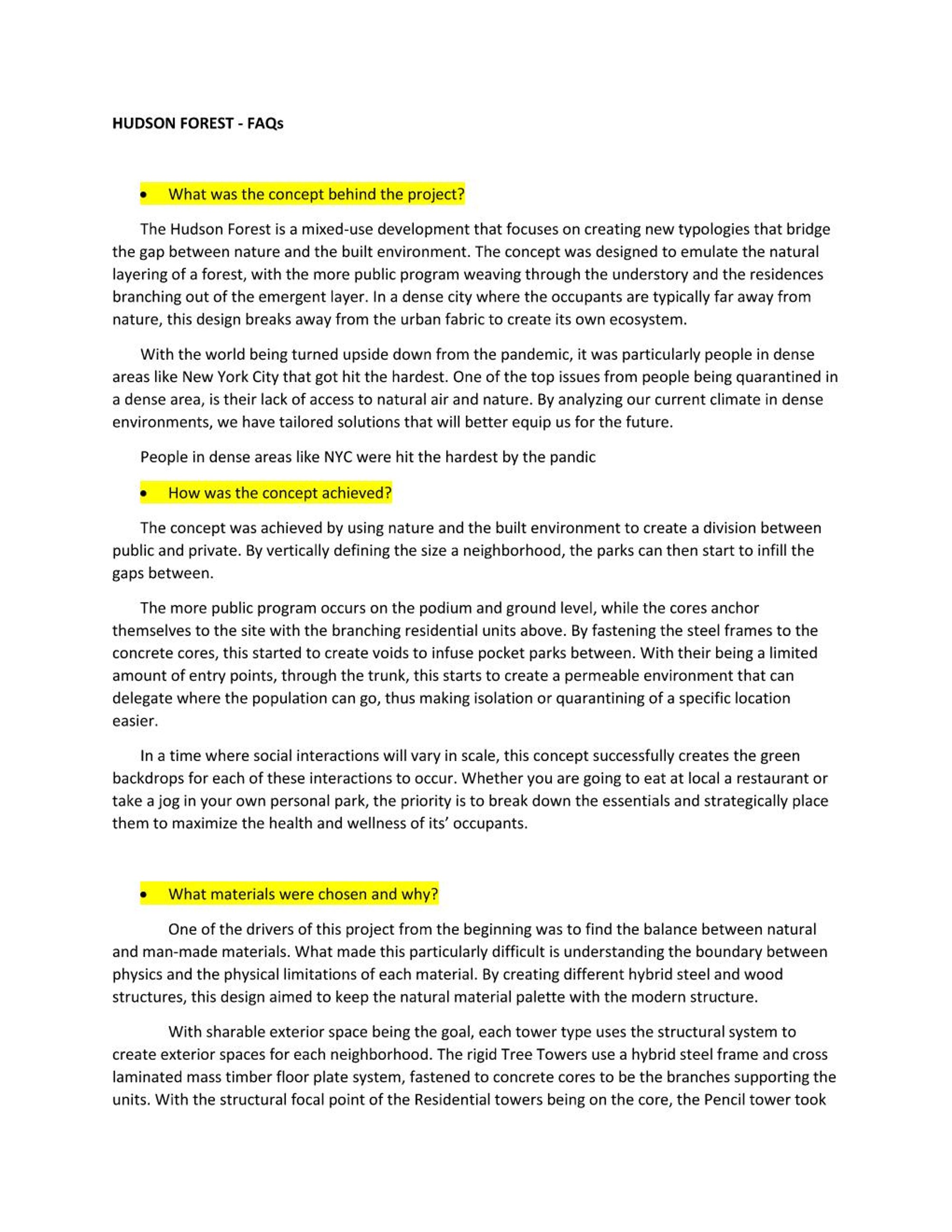 HUDSON FOREST FAQs