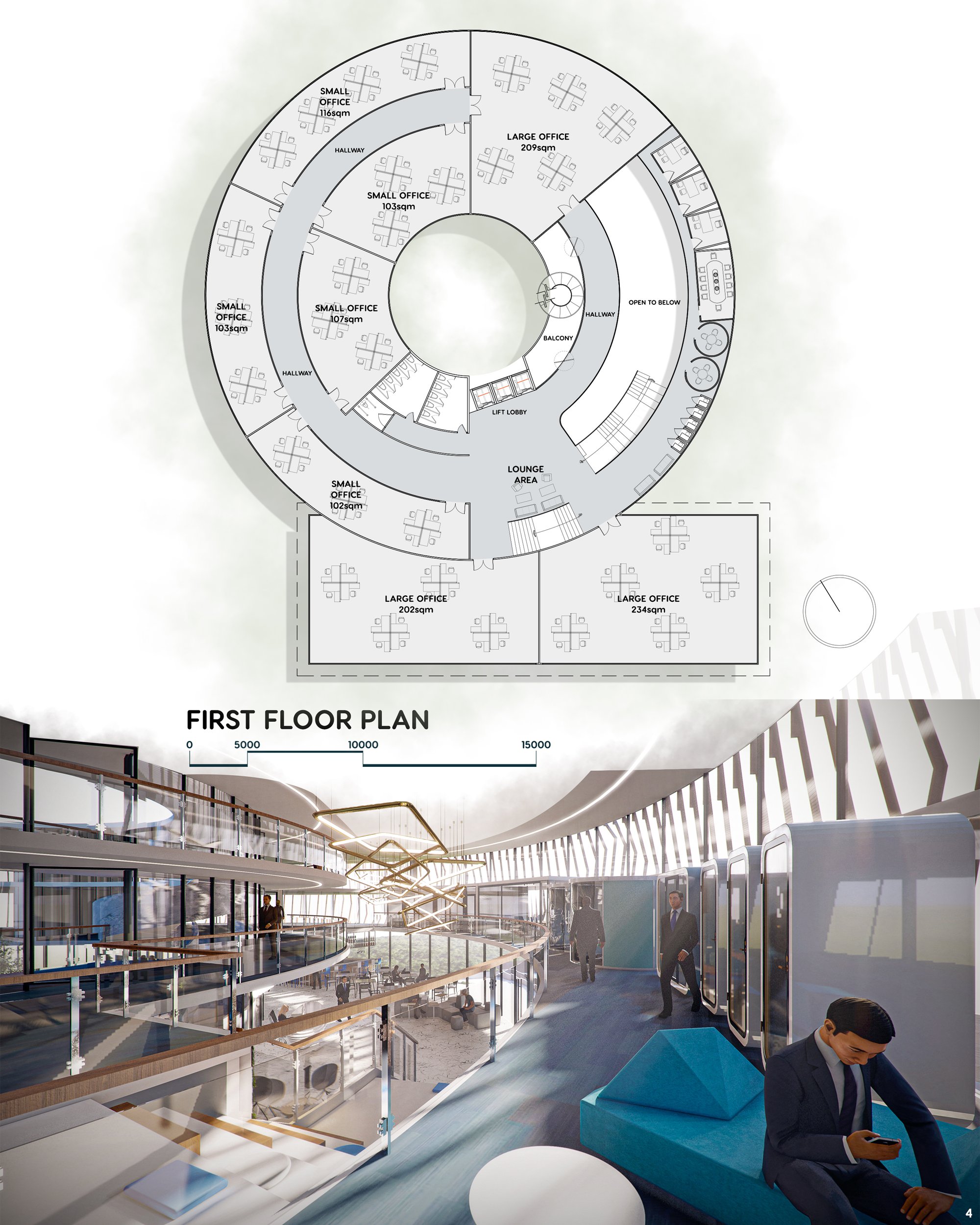 First Floor Plan & Internal 3D View