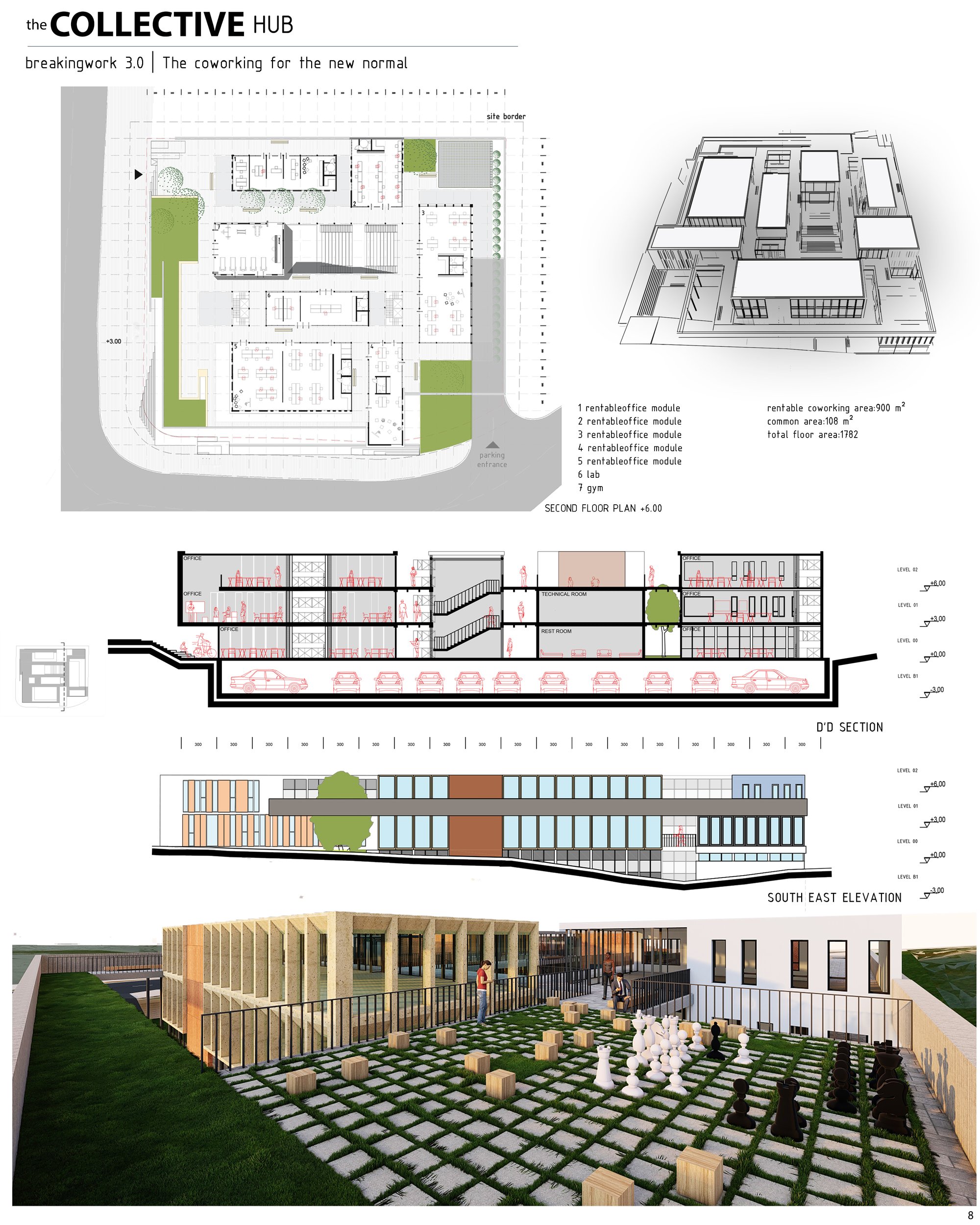 2nd Floor Plan & Section & Elevation & Render